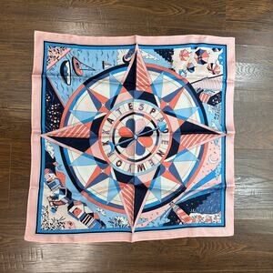 Kate Spade New York Silk Bandana Scarf Nautical Compass Rose Coastal Square 20"